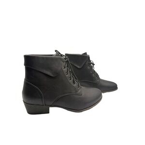 TrendsUp Collection Womens Black Lace Up Ankle Boots Plaid Lined Heel Size 9